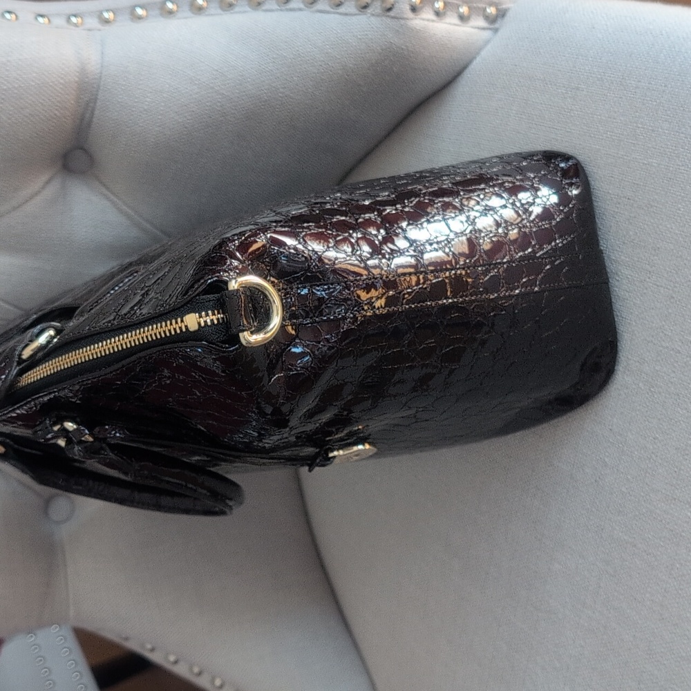 Brahmin Glossy Burgundy Color Croc-Embossed Tote - Picture 8 of 14